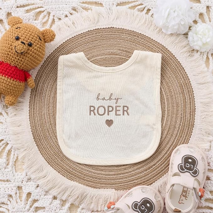 COUPLEHOODIES Custom Baby Name Embroidered Bib – Cotton Feeding Bib - Image 3