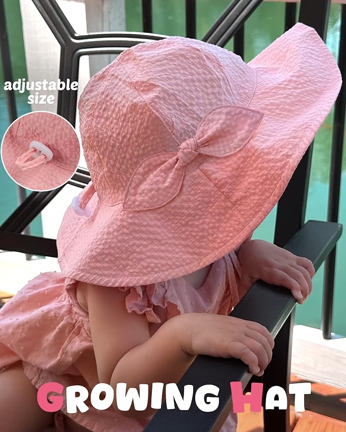 HONGTEYA Baby Sun Hat Toddler Girl Beach Hat Adjustable Outdoor Summer Hat UPF - Image 2