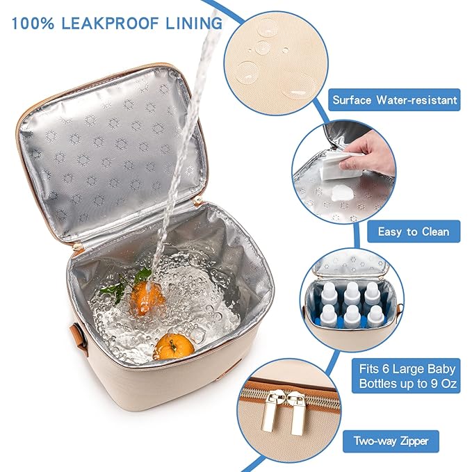 Breastmilk Cooler Bag with Ice Pack Fits 6 Baby Bottles Up to 9 Ounce, Baby - Image 2
