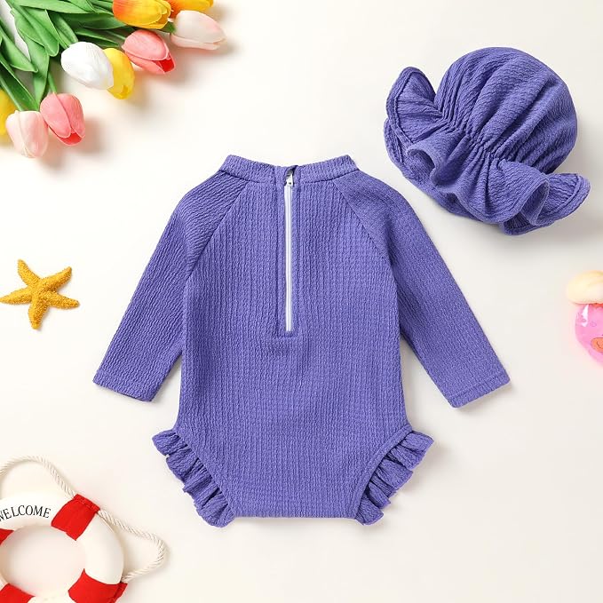YOUNGER TREE Infant Baby Girls Swimsuit Long Sleeve Swimsuits One Piece - Image 3
