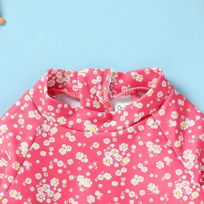 Infant Baby Girl Swimsuit One-Piece Long Sleeve Rash Guard - Image 4