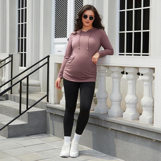 GINKANA Maternity Hoodie Long Sleeves Shirts Casual Maternity Top Pregnancy - Image 5