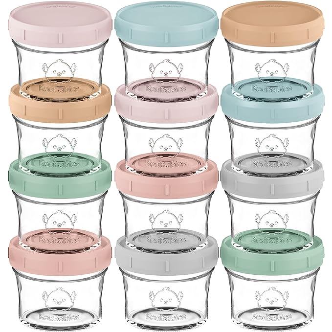KeaBabies 12pk 4oz Glass Baby Food Containers by KeaBabies