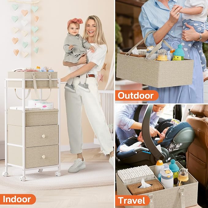 Baby Diaper Caddy Organizer Cart - Image 5