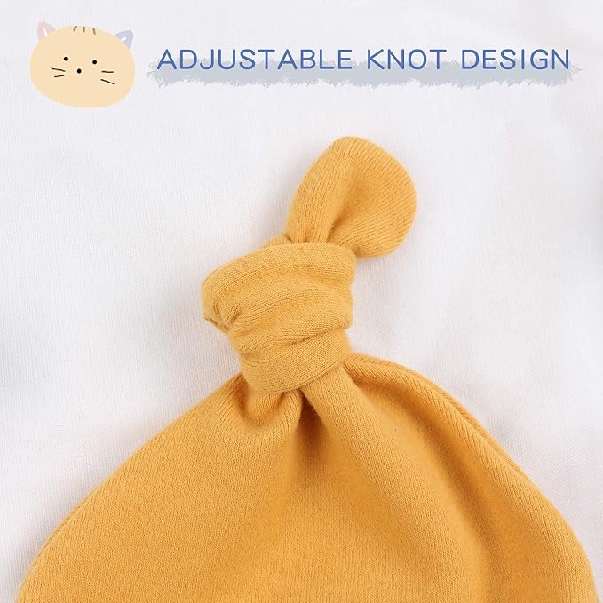 JANGANNSA Newborn Baby Hat Infant Baby Boys Beanie Top Knot Stretchy Hats - Image 3
