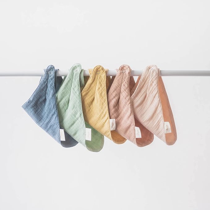 Crane Baby Soft Muslin Baby Bib Set, Adjustable and Absorbent Bandana Style Bibs - Image 3