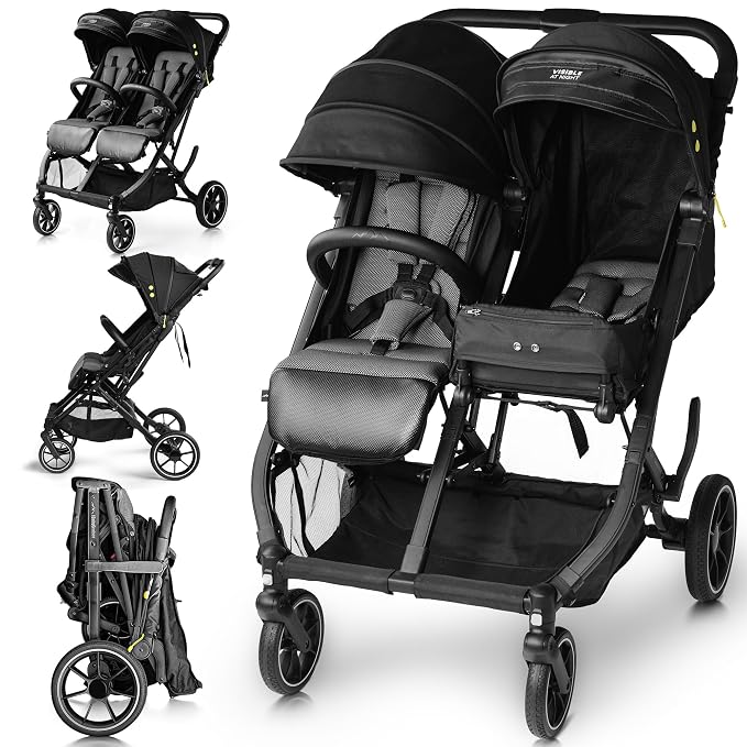 BabyCruiser Double Stroller Newborn and Toddler – Compact Side by Side Twin by BabyCruiser