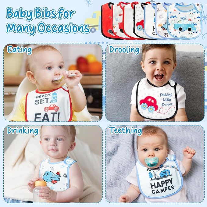7Pcs Cotton Waterproof Baby Bibs Hook Loop Closure Newborn Bib Keepsake Baby - Image 5