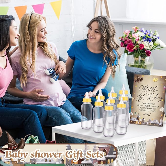 TrelaCo Cool Baby Shower Games Bottle Chug Sign and 12 Pcs Baby Bottle Shower - Image 5