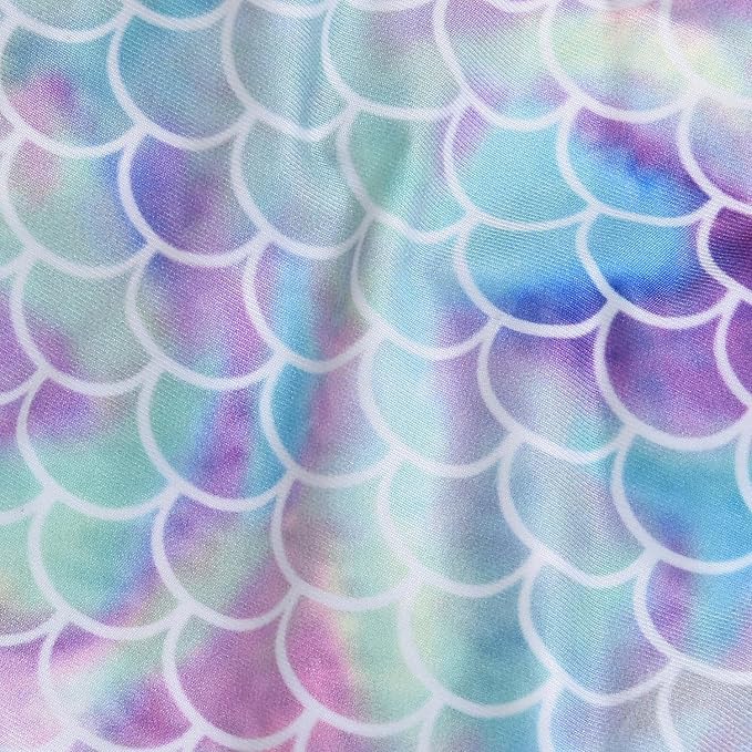Toddler Girl Baby Ruffles Mermaid Fish Scale Swimsuit One Piece Swimwear - Image 6