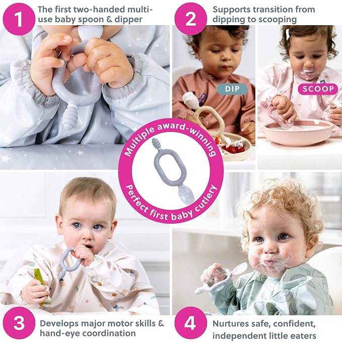 Bibado - Dippit Baby Spoon and Dipper, Mist - Soft, Chewable Dipper & Deep - Image 4