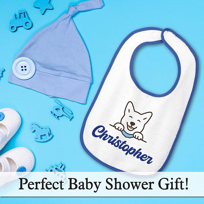 Personalized Baby Bib – Soft Cotton Terry, Cute Jindo Dog Design - Image 4