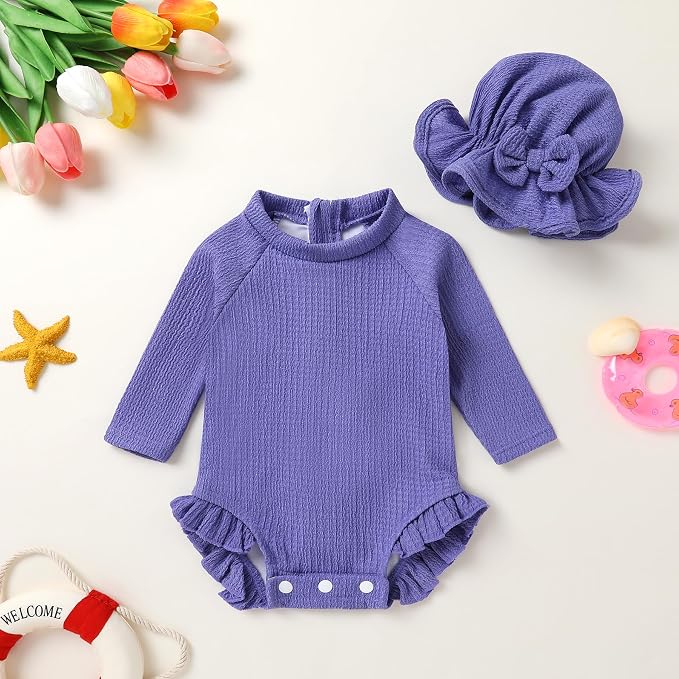 YOUNGER TREE Infant Baby Girls Swimsuit Long Sleeve Swimsuits One Piece - Image 2