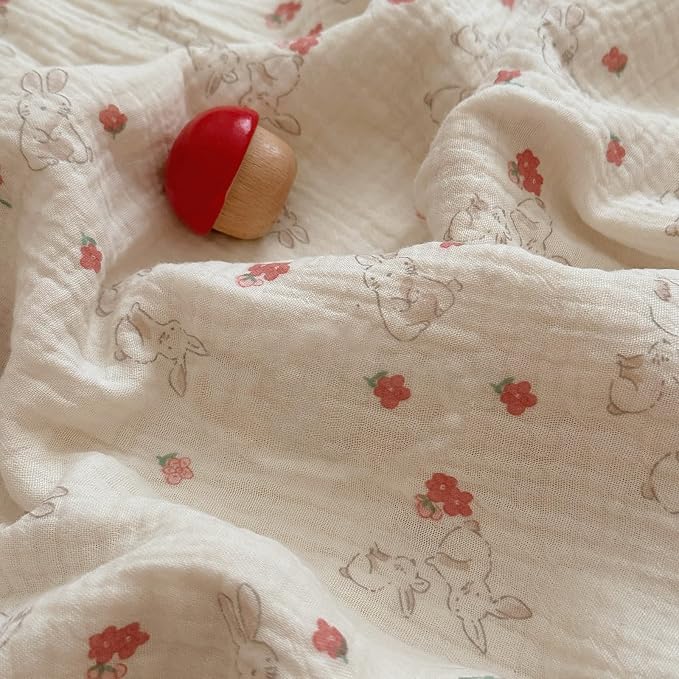 BuLuTu Rabbit Floral Toddler Pillowcase Muslin Cotton Kids Pillow Case Standard - Image 3