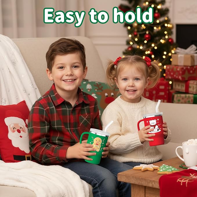 Bella's Friends Christmas Mini Tumbler- 9 0z Toddler Sippy Cup, Flexible Straw - Image 2