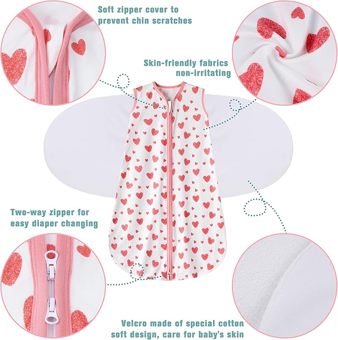 Newborn Sleep Sack Baby Swaddle, 6-12 Months, 3-Way Adjustable Wearable Blanket - Image 4