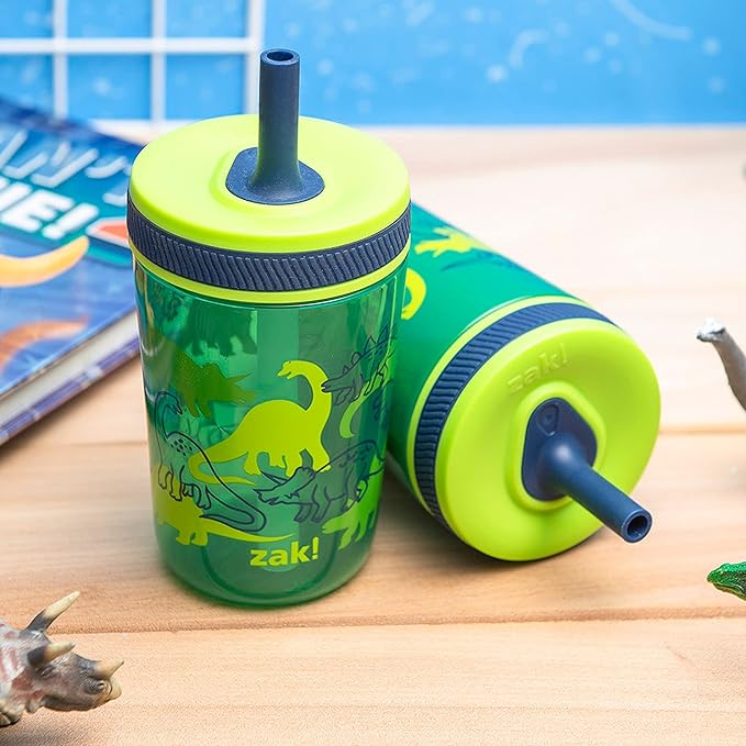 Zak Designs Dino Camo Kelso Tumbler 3pc Set, Leak-Proof Screw-On Lid - Image 3