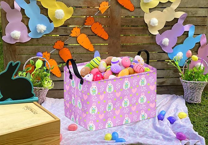 Rectangle Canvas Easter Basket, Laundry Basket, Storage Box - Image 3