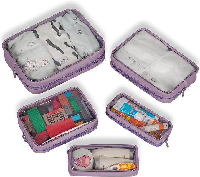 TSA Approved 5-Piece Diaper Bag Organizer Pouch Set Clear Waterproof TPU Kids - Image 5