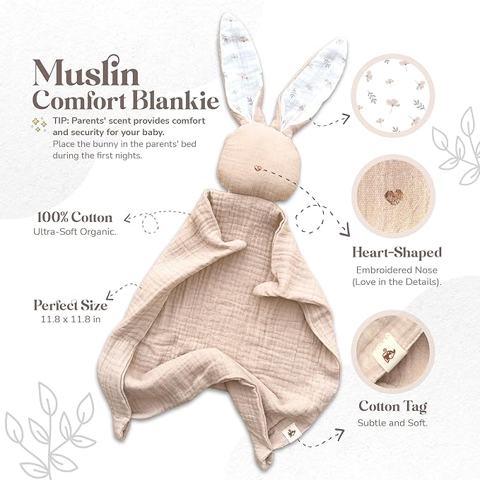 Mikito Organic Cotton Newborn Gift Box, Unisex Baby Gift Set incl. Muslin Lovey - Image 3