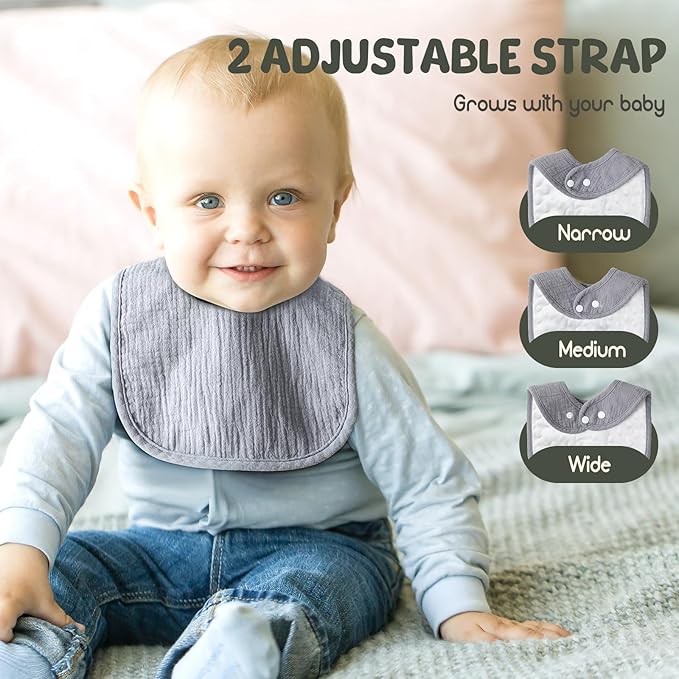 6-Pack Muslin Baby Bibs for Unisex Boys Girls, Cotton Baby Drool Bibs, Drooling - Image 3