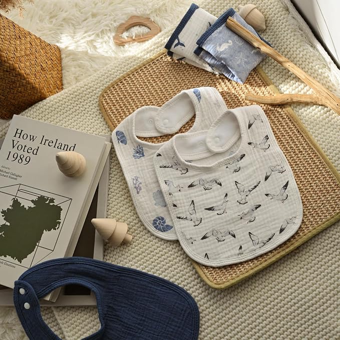 Muslin Baby Drool Bibs for Unisex Boys Girls, 6 Pack Soft Cotton Baby Bib for - Image 9
