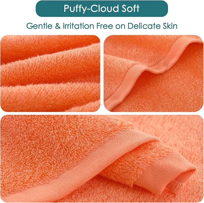 Baby Washcloths 6 Pack, 10x10 inch Orange Small Wash Cloths - Image 9