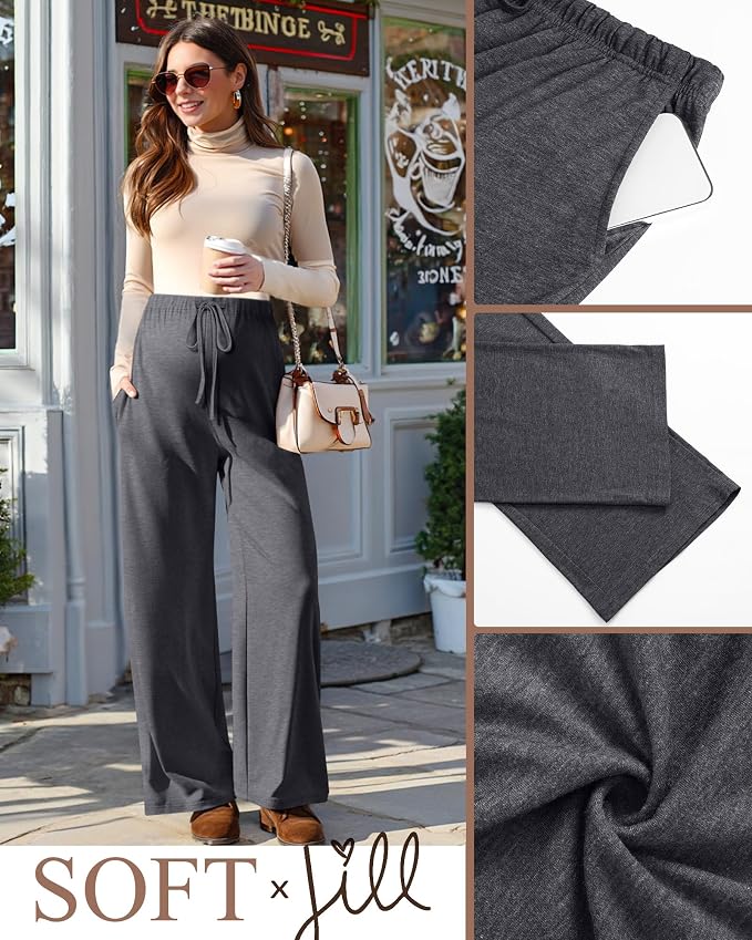 3 Pack Maternity Pants for Women Over The Belly Lounge Work Pregnancy Pants - Image 4