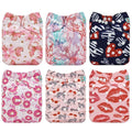 ALVA 6 Pack Cloth Diaper with 12 Inserts One Size Adjustable Washable Reusable by ALVABABY