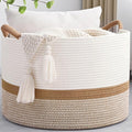 67L Large Blanket Basket, Cotton Rope Blanket Basket Living Room, Baby Laundry by Degeyoyo