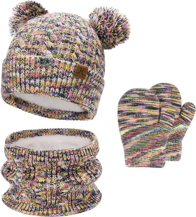 Kids Toddlers Winter Beanie Hats Gloves Neck Scarf Set Mittens Gifts by FZFANTASTICZONE