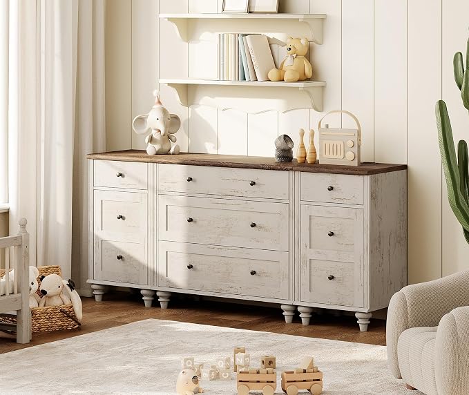 WAMPAT Rustic White Dresser for Kids Bedroom by WAMPAT