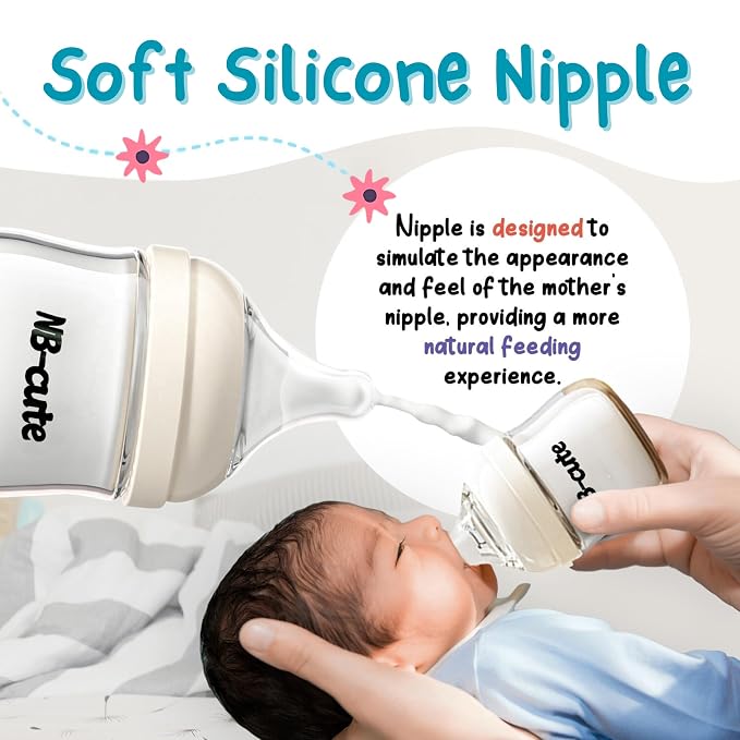 Glass Baby Bottles Anti Colic Set 2 Pack 3oz and 6oz BPA Free Heat Resistant - Image 4