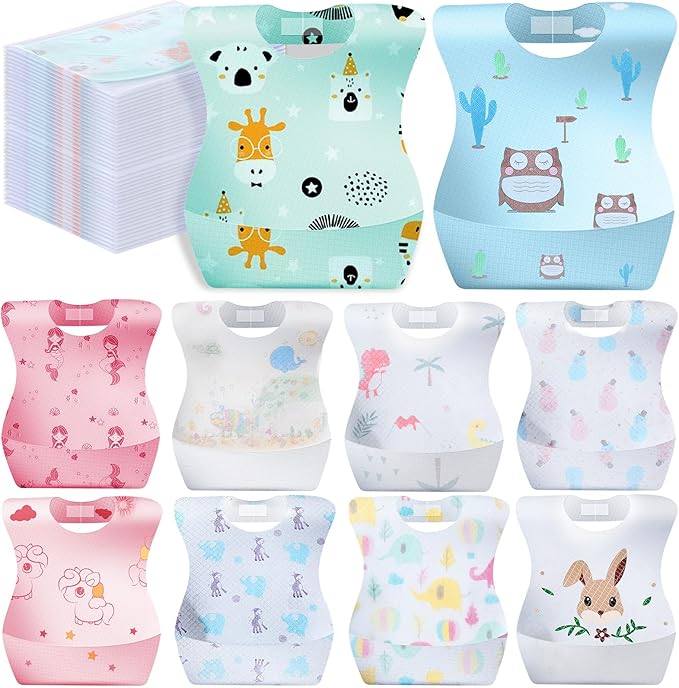 100/200 Pcs Disposable Baby Bibs Bulk Travel Feeding Bib Soft Food Catcher by Floraltop