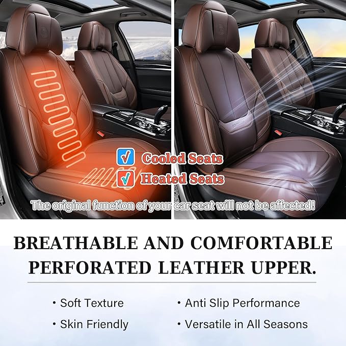 Coverado Universal Seat Covers Front, Waterproof Nappa Leather Car Seat Covers - Image 6