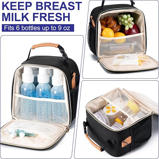 Baby Bottle Cooler Bag with Ice Pack, Breastmilk Cooler Bag Fits 6 Baby Bottle - Image 2