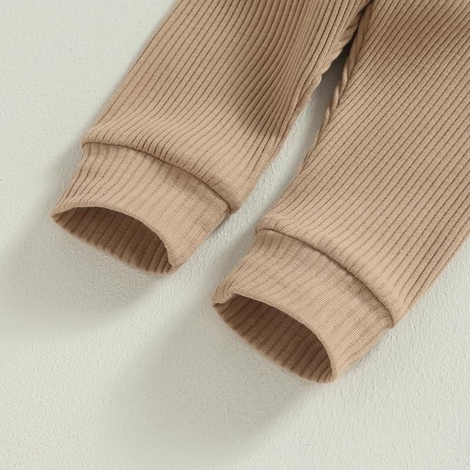 Newborn Baby Boy Girl Clothes Ribbed Knitted Long Sleeve Romper Pants Solid - Image 6