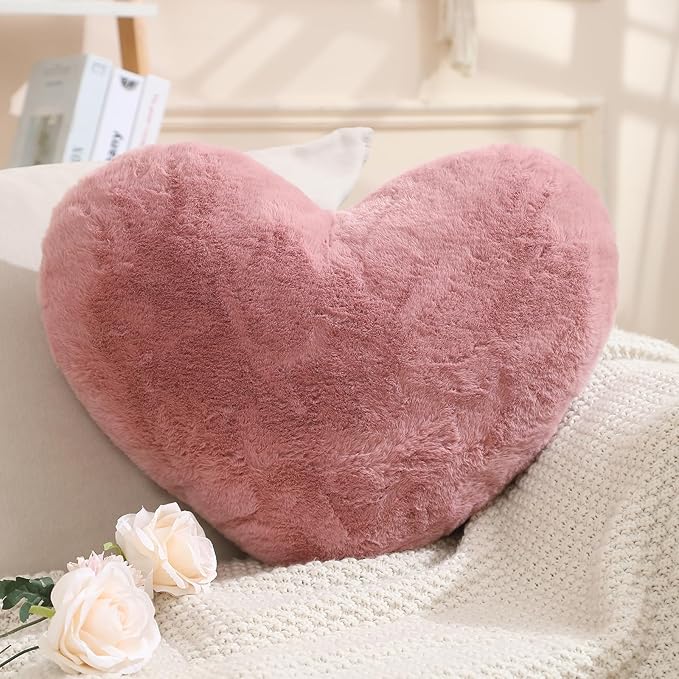 EastTree Heart Pillows, Bean Paste Pink Heart Shaped Pillows, Love Throw by EastTreeHomeGuide
