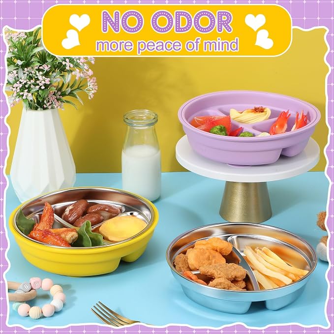 Nuogo 2 Pcs Stainless Steel Baby Suction Plates - Image 5