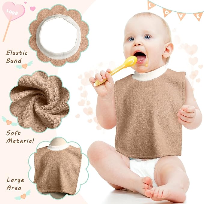 6 Pcs Pullover Baby Bibs Cotton Terry Toddler Absorbent Infant - Image 4
