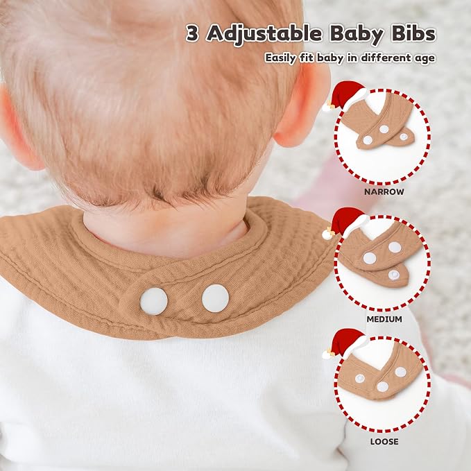 Susurration Muslin Baby Drool Bibs 6Pack Soft Square Adjustable Baby Bandana - Image 5