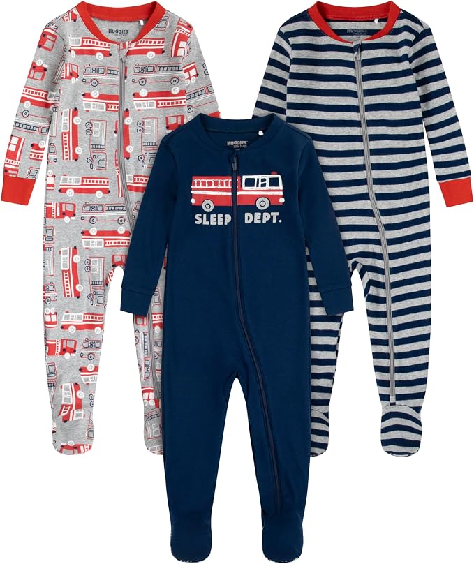 HUGGIES unisex-baby 3-pack Footed Coverall Pajamas by Huggies%C2%AE