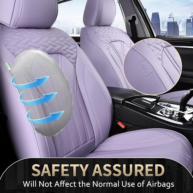FLORICH Car Seat Covers, Leather Front Seat Cover, Automotive Seat Cover 2 Pack - Image 6