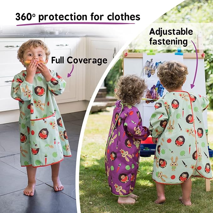 Tidy Tot - Long Baby Bib - Mess Proof Long Sleeve Feeding Smock - Waterproof Bib - Image 5