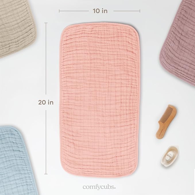 Comfy Cubs Muslin Burp Cloths 20" x 10", Ultra Absorbent 100% Cotton - Image 3