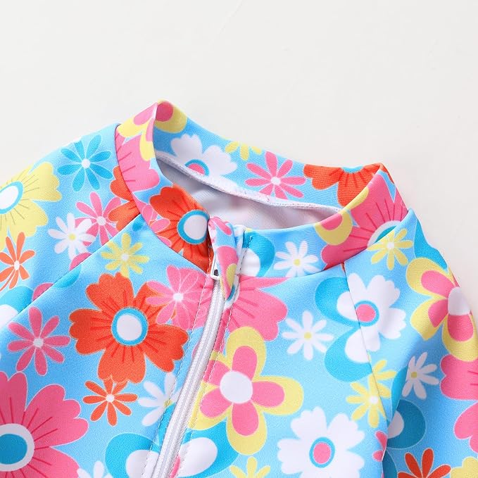 Infant Baby Girl Swimsuit One-Piece Long Sleeve Rash Guard - Image 5