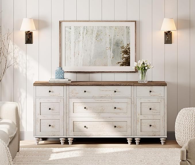 WAMPAT Rustic White Dresser for Kids Bedroom - Image 6
