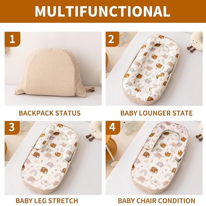 Baby Lounger, Foldable Infant Nest Pillow - Image 3