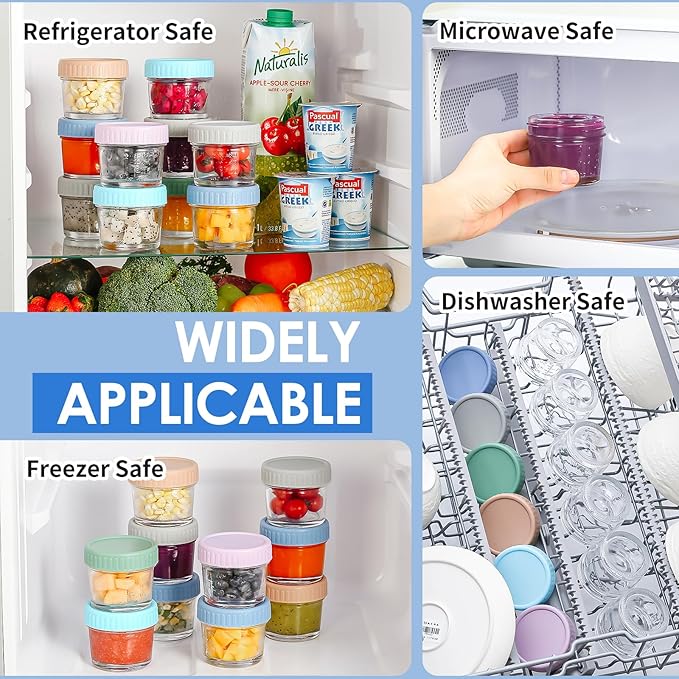 DRKIO 6 Pack Glass Baby Food Storage Containers - 4 Oz Baby Food Jars - Image 6