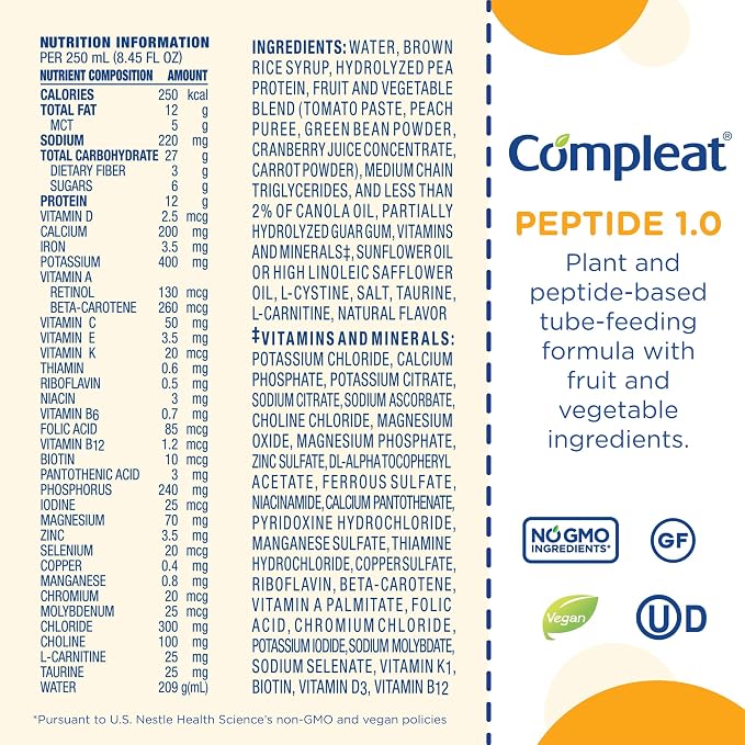 Nestle Compleat Peptide 1.0 Tube Feeding Formula Vegetable/Fruit Medley Flavor - Image 7